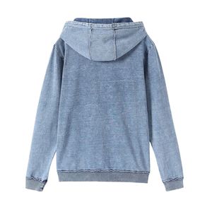 Light Denim Chenille Hoodie Blue Wash Embroidered Letter Pullover Women's Casual <b>Fleece</b> <b>Sweatshirt</b> Fashion - Product Image 5