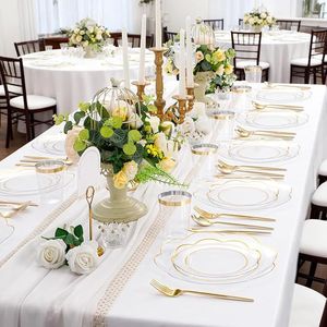 ชุดภาชนะใสสำหรับรับประทานอาหาร 180 ชิ้น ทนทาน พร้อมช้อนส้อมสีทองและสีเงิน สำหรับงานแต่งงานและงานปาร์ตี้ - Product Image 5