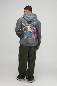 Sweat-shirt à capuche graphique pour homme en molleton de coton avec impression personnalisée effet délavé, style streetwear, fabricant, fournisseur, OEM - Product Image 6