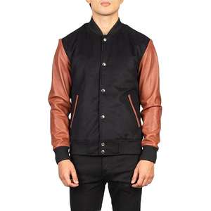 Chaqueta varsity de moda para hombre con diseño ajustado y tejido de lana ligero - Product Image 5