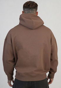 Sudadera con Capucha Extra Grande Personalizada, 400g, Color Marrón, 100% Mezcla de Algodón, Forrada, Antiencogimiento, Transpirable, Estilo Urbano, OEM ODM - Product Image 6