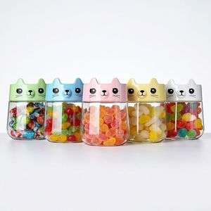 Wholesale Candy <b>Jar</b> Cute Cat Shape PET 450ml Clear <b>Plastic</b> Snack <b>Jar</b> with Cartoon Screw Cap for Candy Cookies Vietnam Factory - Product Image 1