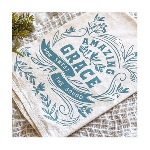 Nordique attrayant automne bénédictions brodé numérique Unique 100% coton lin tissu pour dîner Restaurant bol torchon - Product Image 3