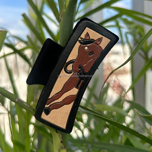 New Western Hand <b>Tooled</b> Leather Hair Claw <b>Clips</b> Western Hair Accessories Wholesale Luxury Floral Genuine Cow Leather Hair <b>Clips</b> - Product Image 2