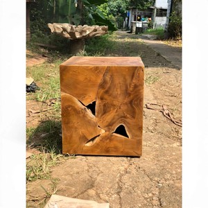 Natural Teak Root Cube <b>Stool</b> Solid Wood Square Seating Durable EcoFriendly Rustic Design for LivingRoom Apartment Hospital Patio - Product Image 3
