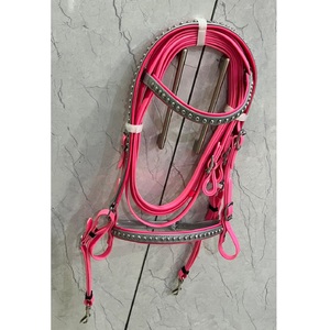 Juego de Brida para Caballo de PVC Rosa con Tachuelas Metálicas Biothene de la Marca LLT, Cómodo y Duradero, con Correa para la Frente, Correa para la Nariz y Riendas a Juego, Impermeable 4 - Product Image 2