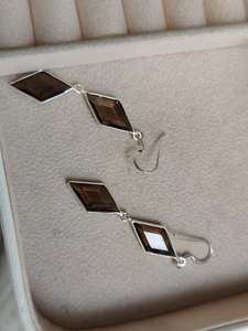 Pendientes de Cuarzo Ahumado en Forma de Cometa, Plata de Ley 925, Joyería Hecha a Mano, Elegante Regalo de Moda para Mujer - Product Image 5