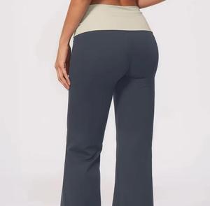 High Waist Full Length <b>Flared</b> Printed Breathable Stretch Polyester Knitted Striped Casual <b>Women's</b> All Seasons <b>Leggings</b> - Product Image 4
