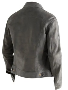 เสื้อแจ็คเก็ตหนังกลับสีเทาสำหรับผู้ชายสไตล์ Trucker - Product Image 2