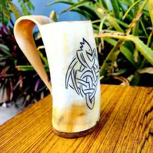 Best Quality Natural Water Buffalo Horn Tankard Polished Animal Style Viking Carving <b>Mug</b> Eco-Friendly <b>Large</b> Capacity - Product Image 5
