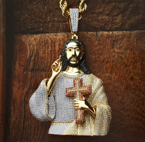 Pendentif Croix Jésus en Argent 925 Plaqué Or Orelia Luxe avec Moissanite, Collier Glaçon, Bijou Religieux, Cadeau - Product Image 4