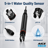 AICE TECH Capteur numérique portable 5-en-1 de qualité de l'eau : pH/CE/Température/Salinité/TDS, Précision 0,01 pH, Matériau ABS