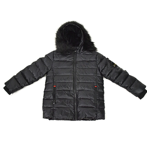 Veste d'hiver rembourrée en duvet pour homme, noire, à capuche, avec garniture en fourrure, coupe-vent, coupe régulière, fermeture éclair, style décontracté - Product Image 4
