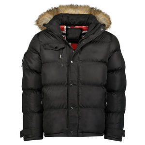 Red Hooded Puffer Jacket <b>Men</b> Streetwear Windproof Zipper Closure Skull Print Winter <b>Coat</b> Polyester Wadding Thick Fit - Product Image 1