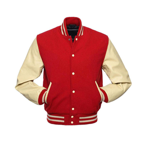 New Street Wear Style Varsity <b>Jacket</b> <b>Red</b> Wool Body and Black Leather Sleeve Men Letterman Baseball <b>Jacket</b> - Product Image 6