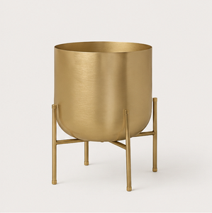 Gold Metal Planter with Detachable Iron Stand Luxury Indoor Flower <b>Pot</b> for Home and Office Decor Minimalist Tall Plant <b>Holder</b> - Product Image 6