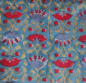 Tissu en coton indien traditionnel multicolore avec imprimés faits à la main au mètre pour la confection et l'artisanat de vêtements féminins - Product Image 5