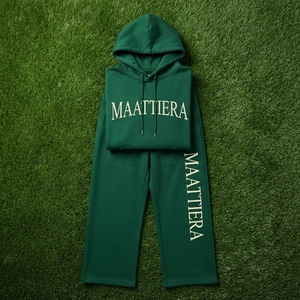 Conjunto de Sudadera con Capucha Extra Grande Personalizada para Mujer y Pantalones Deportivos de Pierna Ancha, Estilo Urbano Verde, OEM ODM Venta al Por Mayor - Product Image 5