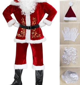 Men santa claus costume cheap rate white fur trim <b>christmas</b> premium quality embroided velvet good fabric men santa claus costume - Product Image 5
