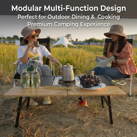Table pliante de camping extérieur avec base en H, design Glamping, plateau d'extension portable, ensemble de mobilier de pique-nique et de repas, emballage postal Y