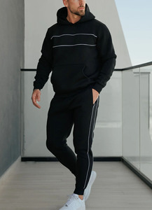 Top Selling OEM Custom Logo Black Full Zip <b>Jacket</b> & Pant With Piping <b>Mens</b> Tracksuits <b>Men</b> Jogging Suit Sportswear <b>Men</b> Sweat Suits - Product Image 4