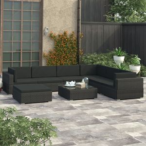 Ensemble de 8 chaises longues de patio noires, ensembles de jardin élégants - Product Image 1