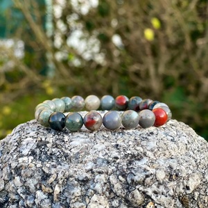 Chakralume Natural African Bloodstone <b>Beaded</b> <b>Bracelet</b> Green for Healing Reiki Energy Jewelry Gift Wholesale 8mm - Product Image 3
