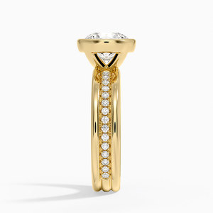 Bague solitaire à double rangée de diamants pavés sertis clos - Product Image 3