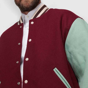 Veste de baseball pour homme 2024 OEM personnalisée, deux couleurs, manches en cuir, empiècements en cuir, broderie chenille, style streetwear - Product Image 6