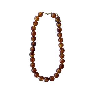 XL2508-15KQ Collares clásicos de cuentas finas color ámbar, acero inoxidable 316L, unisex - Product Image 1