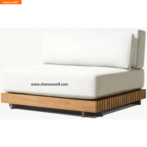 <span class=keywords><strong>Module</strong></span> de <span class=keywords><strong>canapé</strong></span> d'<span class=keywords><strong>extérieur</strong></span> en teck moderne et durable avec lattes parallèles, design imperméable et lavable pour utilisation en villa - Product Image 6
