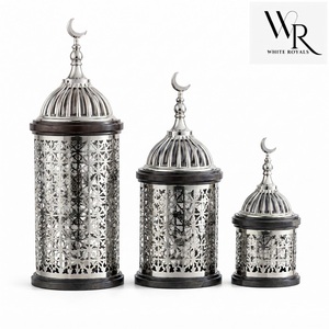 Ensemble de décoration de minaret islamique en métal doré au design moderne, avec calligraphie arabe découpée, statue de minaret de mosquée, décoration de table pour le Ramadan - Product Image 2