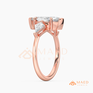 Rose Gold Marquise Moissanite Engagement Ring Three <b>Stone</b> Wedding Ring Bridal Jewelry Gift Women USA Luxury - Product Image 6