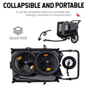 Remorque de vélo de transport de chien de poussette d'animal familier utilitaire pliable extérieur résistant - Product Image 6