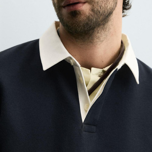 Sudadera Polo para Hombre de Manga Larga con Puños Acanalados, Color Sólido con Diseño de Logotipo Personalizado - Product Image 2
