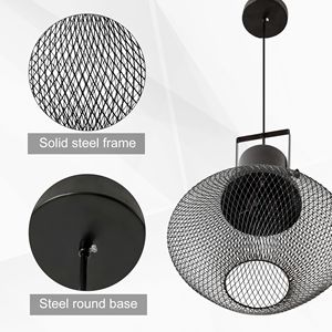 Lampada a Sospensione Industriale Rustica con Catena Regolabile Nera per Isola Cucina, Illuminazione a Soffitto Nera per Cucina - Product Image 6