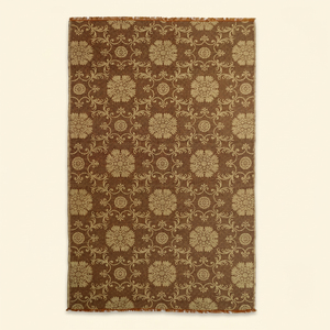 Alfombra DECORDEC Cocoa Rosette Marrón Beige, Hecha a Mano, Ecológica, Antideslizante, con Diseño Floral Tradicional, para Sala de Estar, Dormitorio, Hotel - Product Image 1