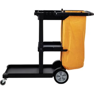 Carrello per Pulizie Commerciali per Hotel con 3 Ripiani, Sacca in PVC da 25 Galloni (47x20), Capacità 200 Libbre, Carrello per Servizi di Pulizia in Plastica - Product Image 2