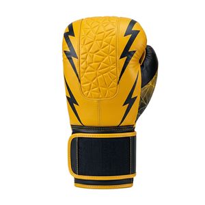 Gants de boxe professionnels jaunes durables avec motif imprimé, à lacets, pour la frappe sur sac de frappe lourd – Vente en gros - Product Image 4