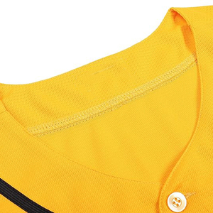 Bright Yellow Baseball Jersey With Black Piping Custom Team Sportswear Blank Sublimation Button <b>Down</b> Shirt - Product Image 4