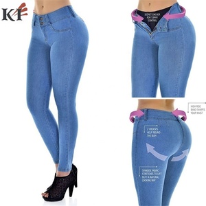 Wholesale Custom Women <b>Elastic</b> Stretch <b>Jeans</b> High <b>Waist</b> Solid Color Trousers Women Pencil Pants Skinny <b>Jeans</b> Denim Pants Vintage - Product Image 4