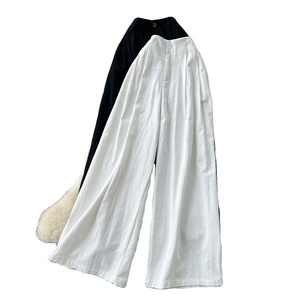 2025 otoño Casual transpirable cremallera Fly suelta pierna ancha estampado pantalones de cintura alta mujeres y niñas al aire libre al por mayor - Product Image 4