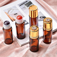 Flacon roll-on en verre cristal transparent avec bille en pierre pour huile de parfum 30ml 50ml 100ml