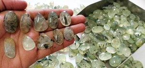 อัญมณี prehnite-Cabochon ธรรมชาติสำหรับห่อลวด, เครื่องประดับ macrame, แหวน, จี้, ต่างหูหินขัดเรียบ - Product Image 3
