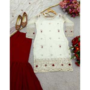 Conjunto de Traje de Fiesta para Mujer, Top Sharara y Dupatta Elegante - Product Image 5