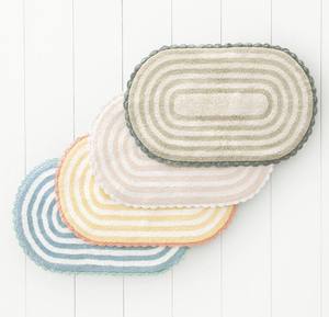 Tapis de bain ovale en coton 100% avec bordure en dentelle crochetée |   Tapis de salle de bain doux et absorbant fait à la main - Product Image 1