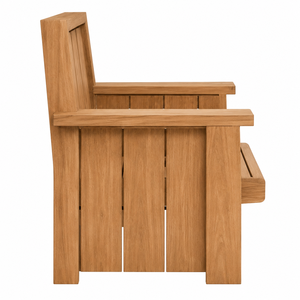 Chaise de salle à manger d'extérieur contemporaine en teck massif de luxe, confortable et écologique, avec larges accoudoirs et assise à lattes, idéale pour les hôtels, les complexes hôteliers et les patios. - Product Image 2