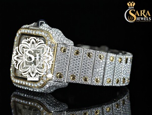 Hot Sale Elegant Black and White Moissanite Diamond <b>Wristwatch</b> for Weddings Celebrations and Business Style Available for Sale - Product Image 4