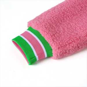 Blouson Bomber AKA Sherpa Vert Rose en Polaire avec Broderie Chenille Lettres Grecques pour Femme – Manteau d'Hiver de Qualité Supérieure avec Fermeture Éclair - Product Image 5