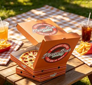 Boîtes à pizza en kraft personnalisées avec logo pour la livraison de nourriture - Product Image 1